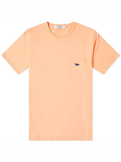 Men's Navy Fox Patch Pocket Short Sleeve T-Shirt Orange - MAISON KITSUNE - BALAAN 2