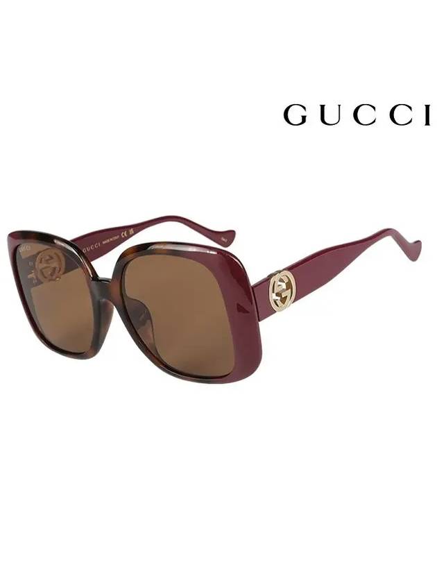 Eyewear Interlocking G Square Frame Sunglasses Red - GUCCI - BALAAN 3