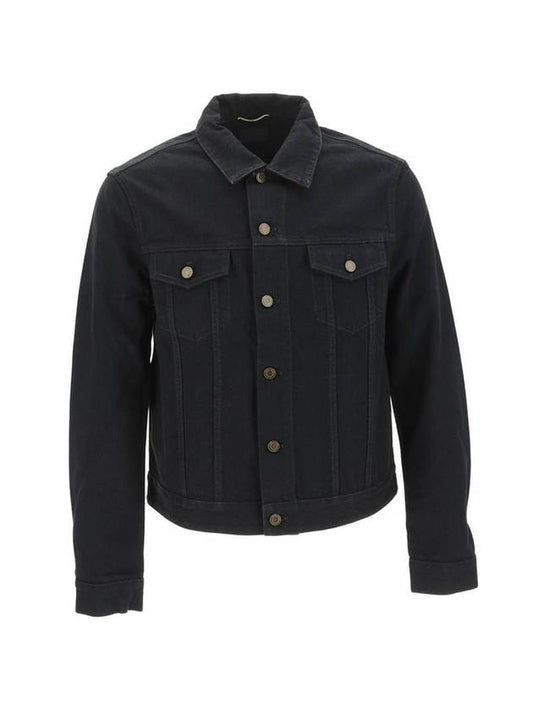 Men's Fitted Denim Jacket Black - SAINT LAURENT - BALAAN.