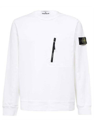 Logo Patch Cotton Crew Neck Sweatshirt White - STONE ISLAND - BALAAN 1