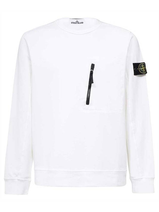 Logo Patch Cotton Crew Neck Sweatshirt White - STONE ISLAND - BALAAN 2