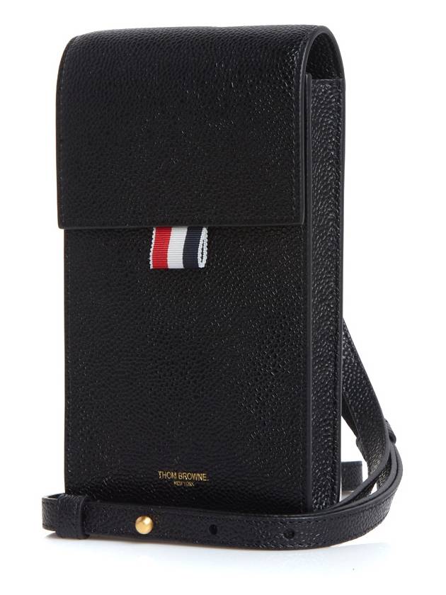 Three Stripes Strap Leather Phone Case Black - THOM BROWNE - BALAAN 3