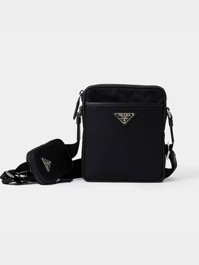 Triangle Logo Re-Nylon Saffiano Leather Cross Bag Black - PRADA - BALAAN 2