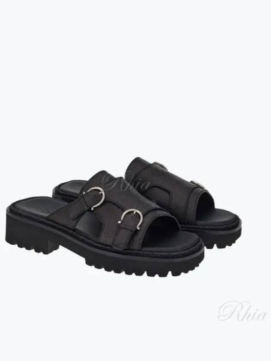 Gancini Buckle Sandals Black - SALVATORE FERRAGAMO - BALAAN 2