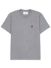 Small Heart Logo Short Sleeve T-Shirt Heather Grey - AMI - BALAAN 2