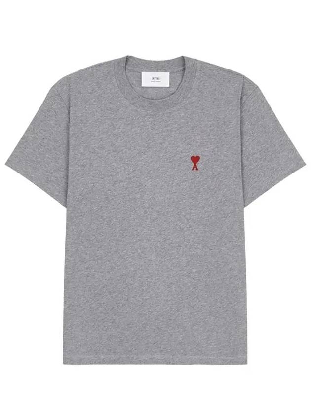 Small Heart Logo Short Sleeve T-Shirt Heather Grey - AMI - BALAAN 2