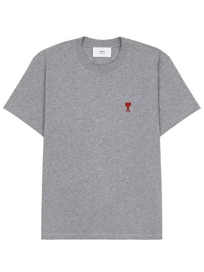 Small Heart Logo Short Sleeve T-Shirt Heather Grey - AMI - BALAAN 2