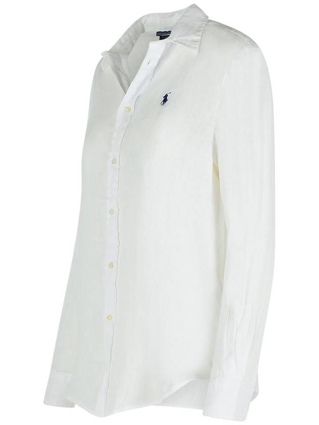 White Shirt With Pony Detail On The Front In Linen Woman - POLO RALPH LAUREN - BALAAN 2