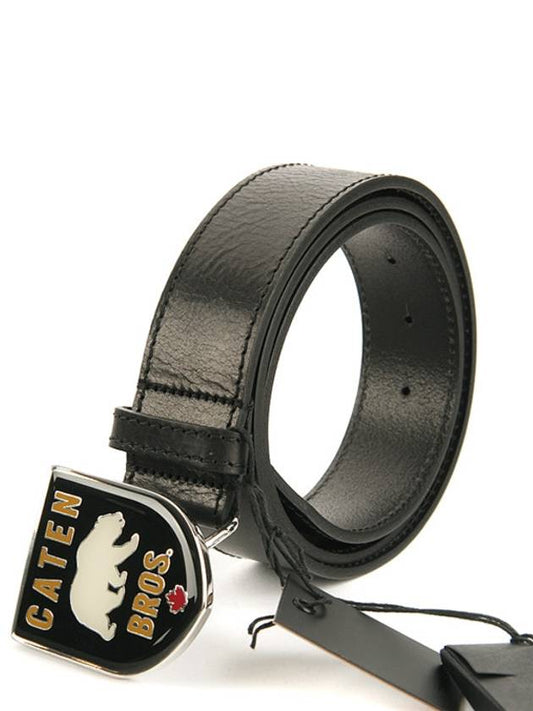 Men's Caten Bros Leather Belt Black - DSQUARED2 - BALAAN 2