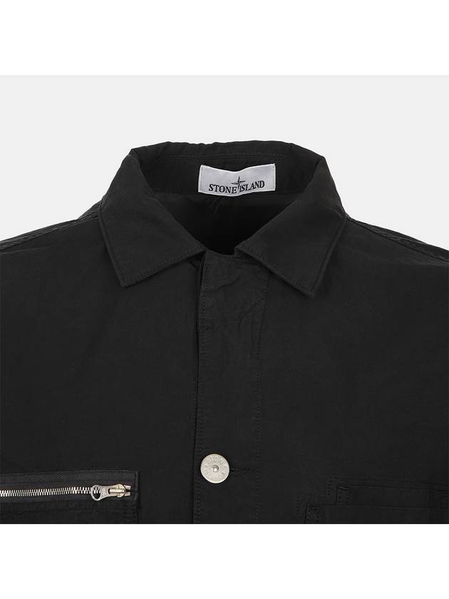 Men s Logo Patch Short Sleeve Shirt Black - STONE ISLAND - BALAAN 4