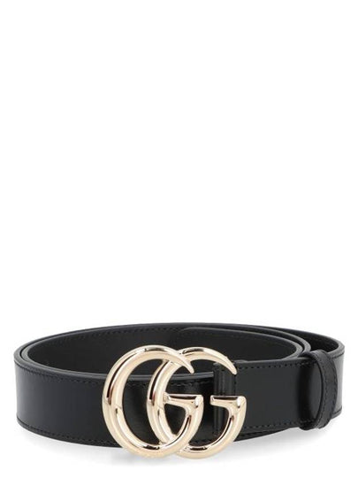 GG Marmont Thin Leather Belt Black - GUCCI - BALAAN 2