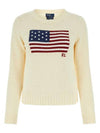 Flag Cotton Crew Neck Knit Top Cream - POLO RALPH LAUREN - BALAAN 2