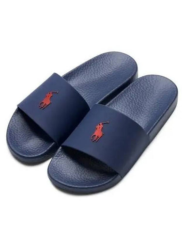 Signature Pony Slide Sandals Blue - POLO RALPH LAUREN - BALAAN 1