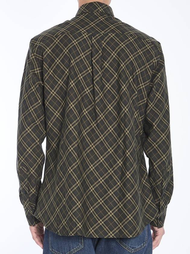 B Shield Embroidered Check Cotton Long Sleeve Shirt Shadow - BURBERRY - BALAAN 5