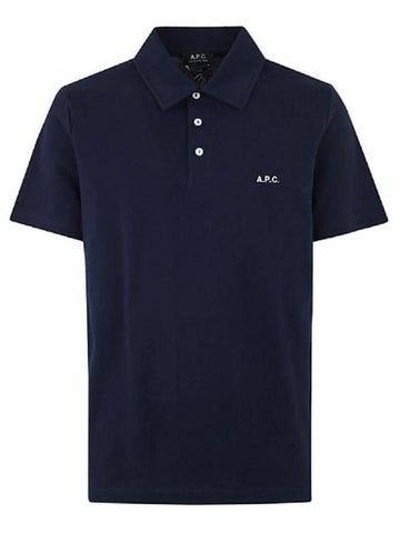 Austin Embroidery Logo Polo Shirt Blue - A.P.C. - BALAAN 1