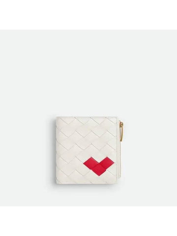 Intrecciato Heart Detail Leather Half Wallet White - BOTTEGA VENETA - BALAAN 1