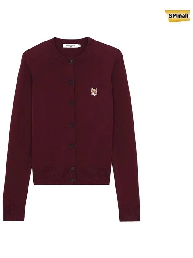 Fox Head Patch Adjusted Round Neck Wool Cardigan Red - MAISON KITSUNE - BALAAN 5