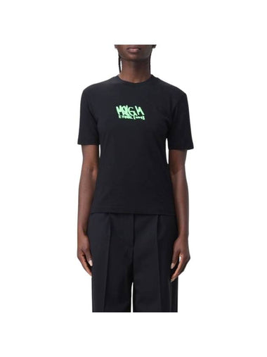 Graffiti Logo Print Short Sleeve T-Shirt Black - MSGM - BALAAN 1