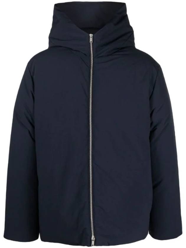 Zipper Hood Padded Down Jacket Navy - JIL SANDER - BALAAN 1