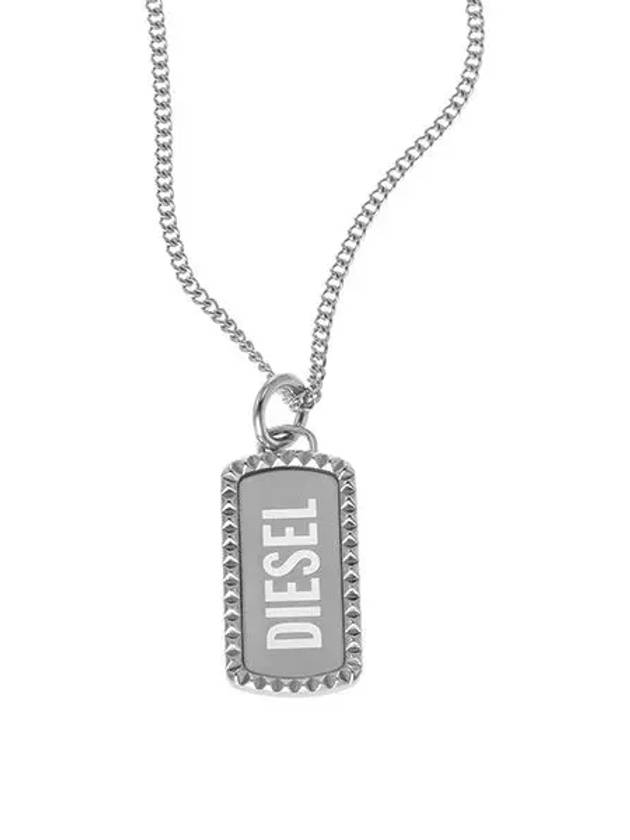 Tag Pendant Stainless Steel Necklace Silver - DIESEL - BALAAN 2