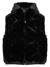 State Bunny Fur Hooded Vest Black - MOOSE KNUCKLES - BALAAN 2