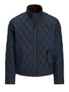 Diamond Quilted Zip Up Jacket Navy - POLO RALPH LAUREN - BALAAN 2