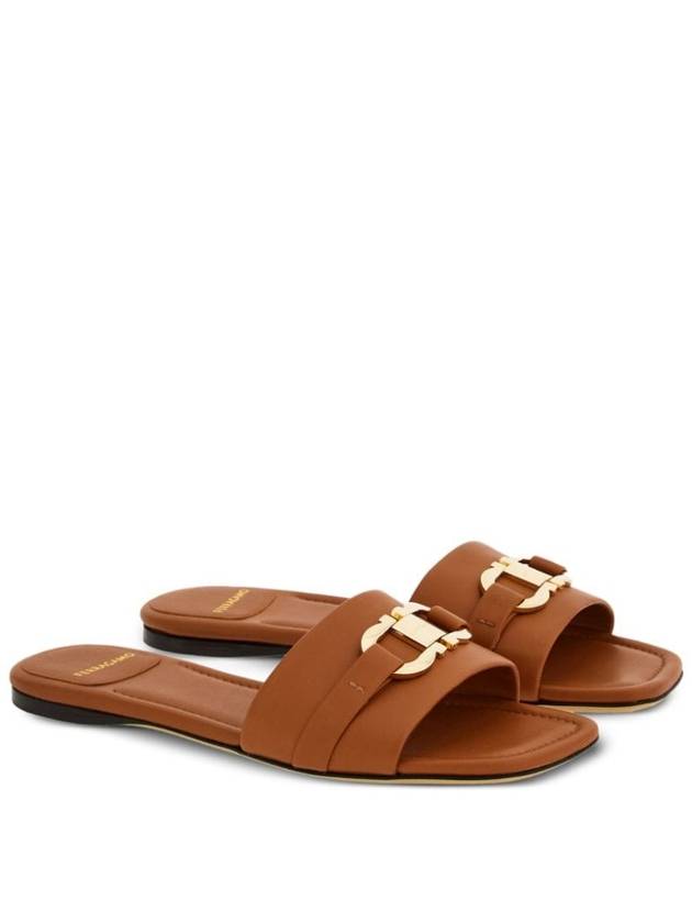 Gancini Ornament Flat Slide Brown - SALVATORE FERRAGAMO - BALAAN 6