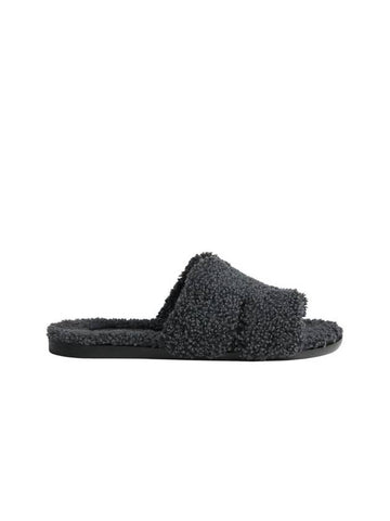 Izmir Woolskin Sandals Slippers Gris Chine - HERMES - BALAAN 1