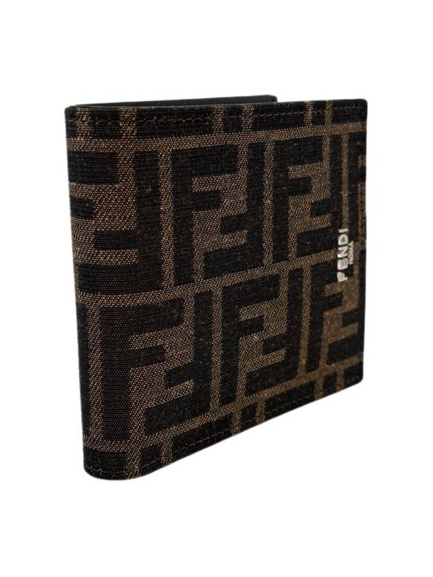 FF Fabric Leather Bifold Wallet Brown - FENDI - BALAAN 4