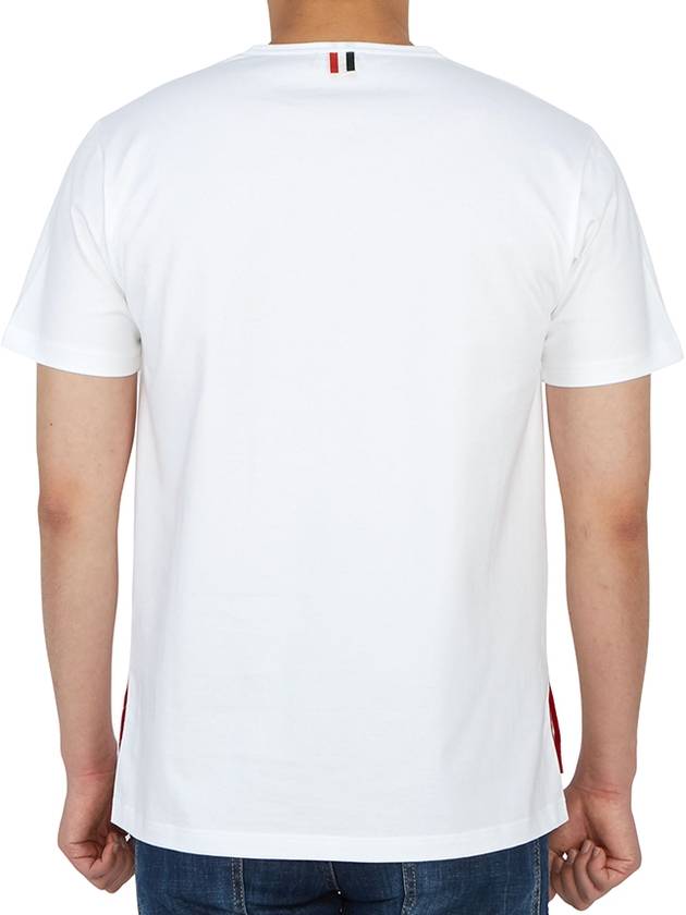 Men's Medium Weight Jersey Tipped Pocket Crewneck Short Sleeve T-Shirt White - THOM BROWNE - BALAAN 5