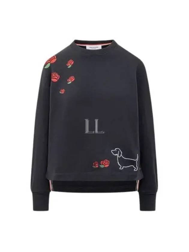 Loopback Hector Rose Oversized Crew Neck Cotton Sweatshirt Navy - THOM BROWNE - BALAAN 2