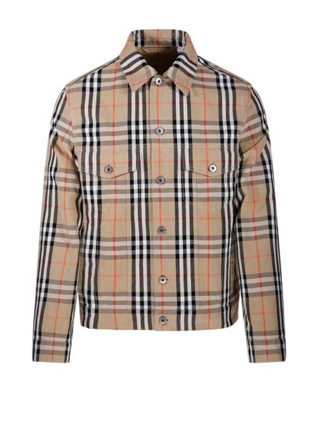 Check Cotton Jacket Sand - BURBERRY - BALAAN 1