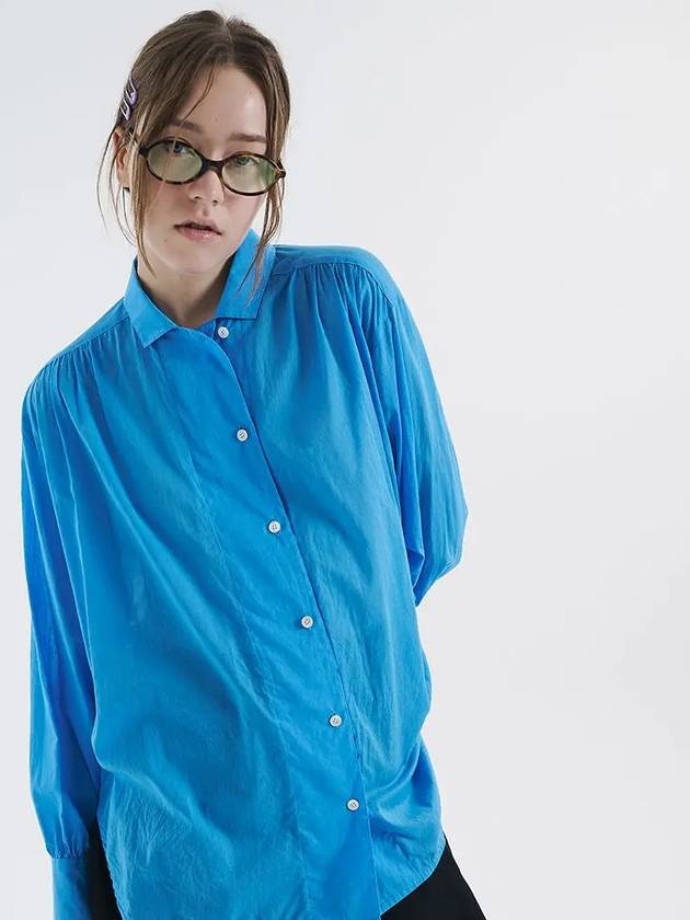 Mini collar shirring Asa cotton shirt blue 0112 - VOYONN - BALAAN 2