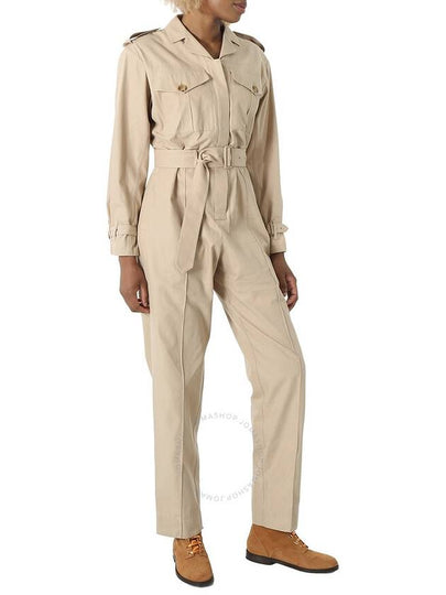 Burberry Soft Fawn Cotton Catalina Straight-Leg Jumpsuit, Brand Size 6 (US Size 4) - BURBERRY - BALAAN 2