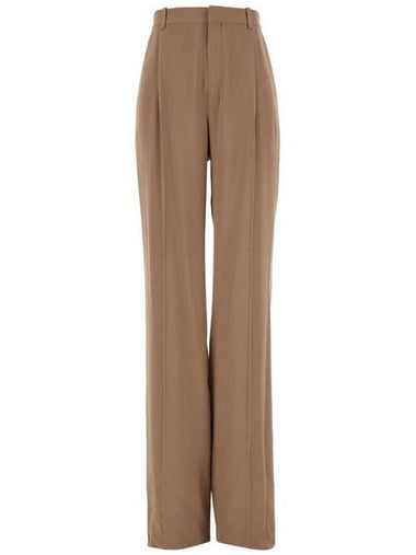 Saint Laurent Silk Crepe High-Waisted Tailored Pants Clothing - SAINT LAURENT - BALAAN 1