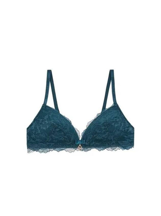 UNDERWEAR Women's Flower Lace Padded Triangle Bra Blue Green 271272 - EMPORIO ARMANI - BALAAN 1