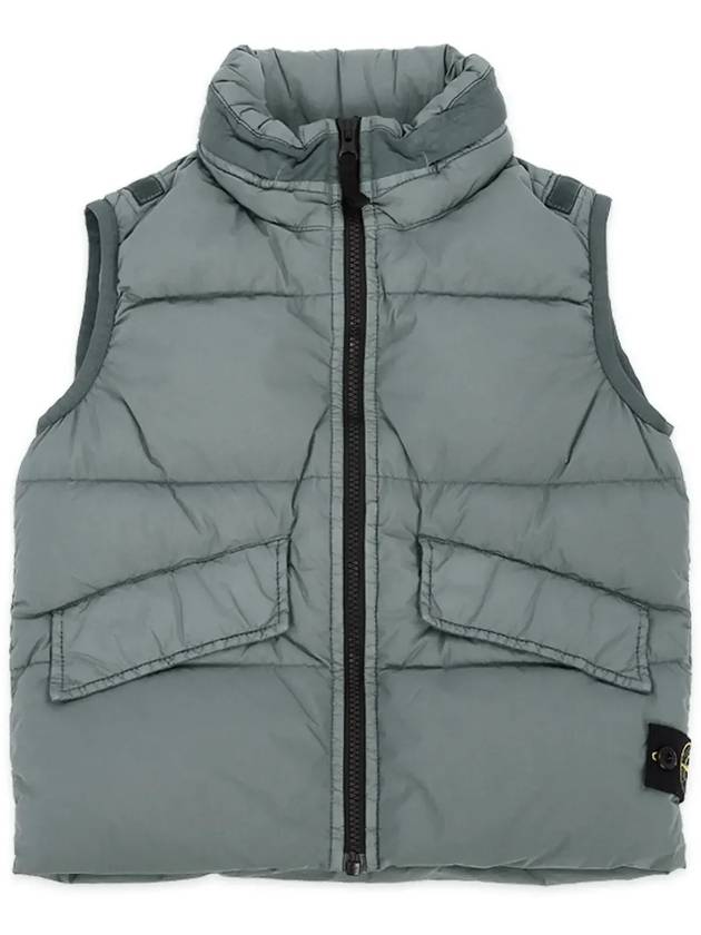 Kids Crinkle Reps Recycled Nylon Down Vest Pewter Grey - STONE ISLAND - BALAAN 4