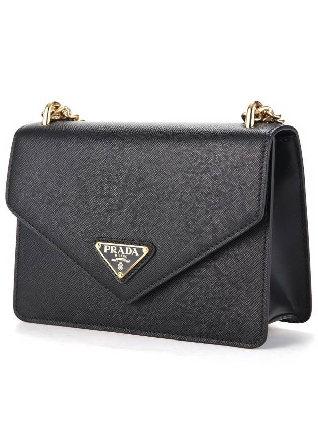 Saffiano Leather Envelope Chain Shoulder Bag Black - PRADA - BALAAN 3