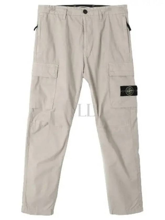 Stretch Cotton Gabardine Garment Dyed Cargo Straight Pants Beige - STONE ISLAND - BALAAN 2