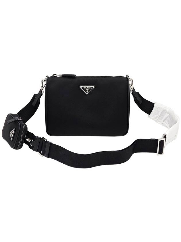 Prada 2VH113 Black Re Nylon Saffiano Leather Triangle Logo 2WAY - PRADA - BALAAN 1