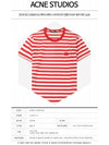 Face Patch Striped Short Sleeve T-Shirt Cherry Red - ACNE STUDIOS - BALAAN 3