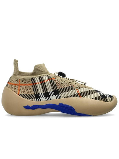 Check Knit Neptune Low Top Sneakers Sand - BURBERRY - BALAAN 2