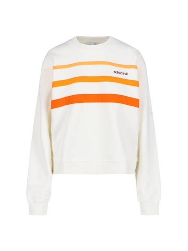 80S Ribbed Crew Neck Cotton Sweatshirt Off White Orange - ADIDAS - BALAAN 1