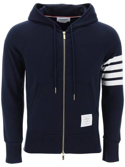 Engineered 4 Bar Diagonal Zip Up Hoodie Navy - THOM BROWNE - BALAAN 2