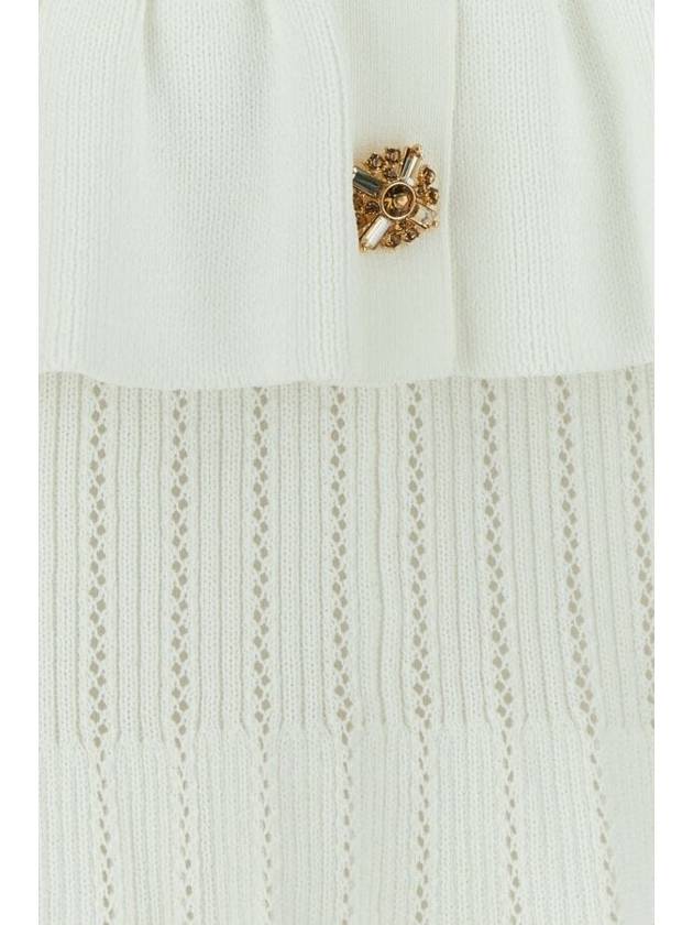 Women's Flare Hem Knit Short Dress White - SELF PORTRAIT - BALAAN 4