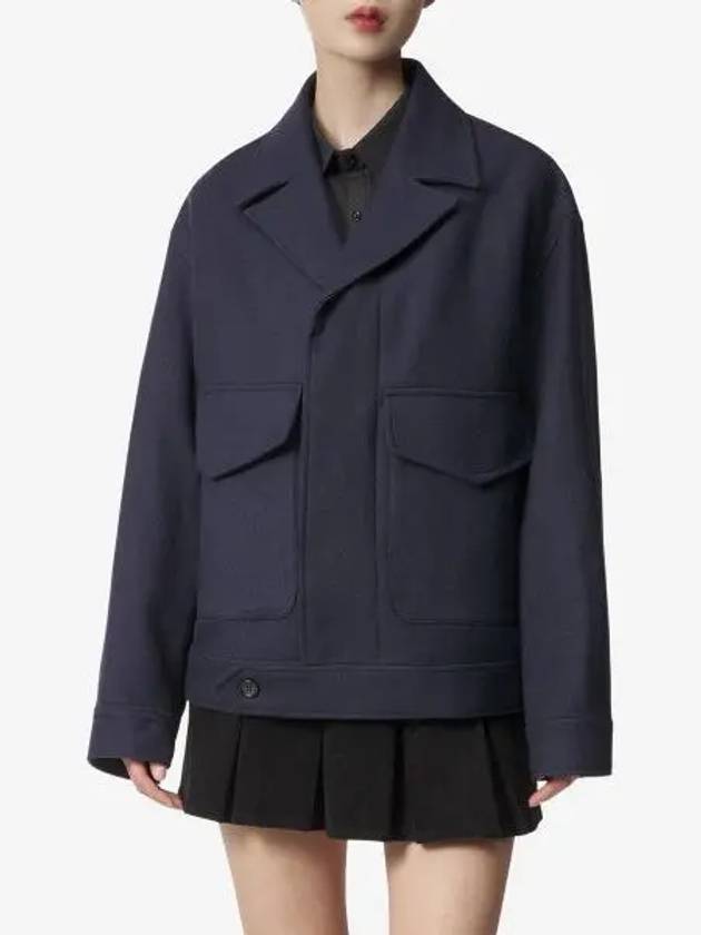 Oversized virgin wool pocket jacket blue FJK225WV0018430 - AMI - BALAAN 1