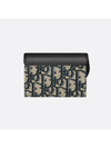 Saddle Bloom Card Holder Blue Oblique Jacquard and Smooth Calfskin S5611CNKO M928 - DIOR - BALAAN 5