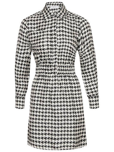 Max Mara Ladies White Black Arca Silk Houndstooth Shirt Dress, Brand Size 34 (US Size 0) - MAX MARA - BALAAN 1