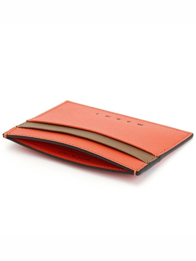 Bicolor Leather Card Wallet Red - MARNI - BALAAN 5