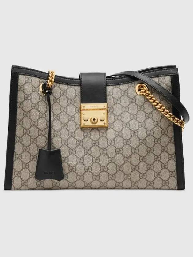 GG Padlock Supreme Medium Shoulder Bag Black Beige - GUCCI - BALAAN 2